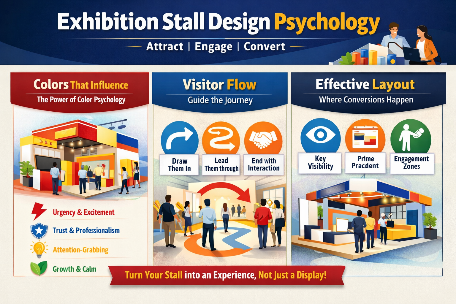 Exhibition Stall Design Psychology: How Colors, Layout & Flow Drive Visitor Engagement and Conversions